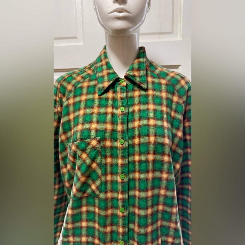 BDG Urban Outfitters Brixton Flannel Button-Down Shirt Tunic Top Sz Medium P-17 - Picture 3 of 16